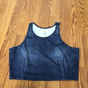 Wicking fabric workout crop top dark blue